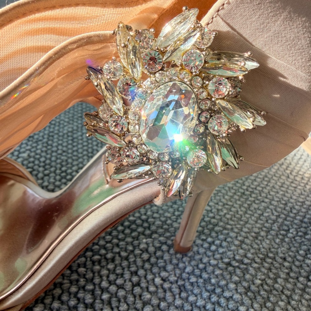 Badgley Mischka Champagne Satin Heels